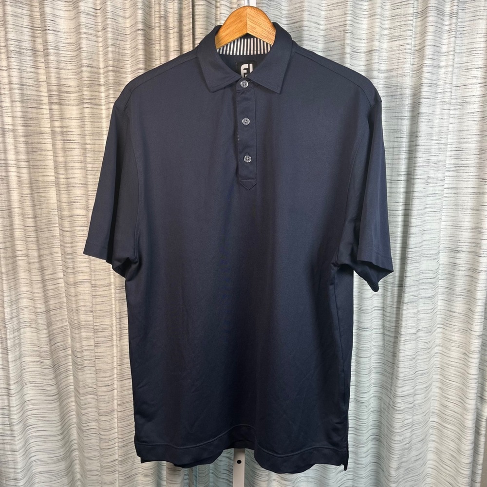 FootJoy FJ Navy Blue Golf Polo Shirt Men's Large Performance Stretch